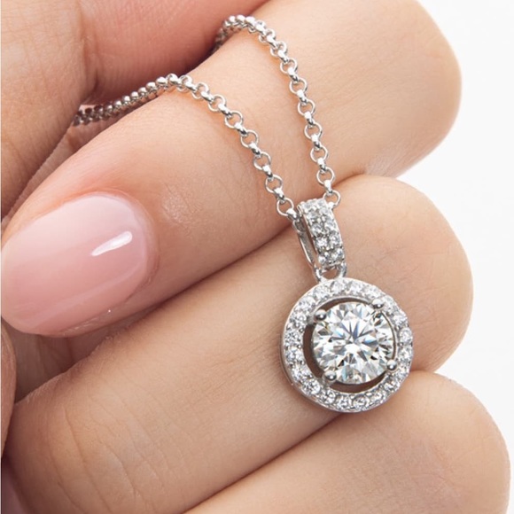 Zircon Pendant 925 Sterling Silver Necklace - Picture 1 of 6